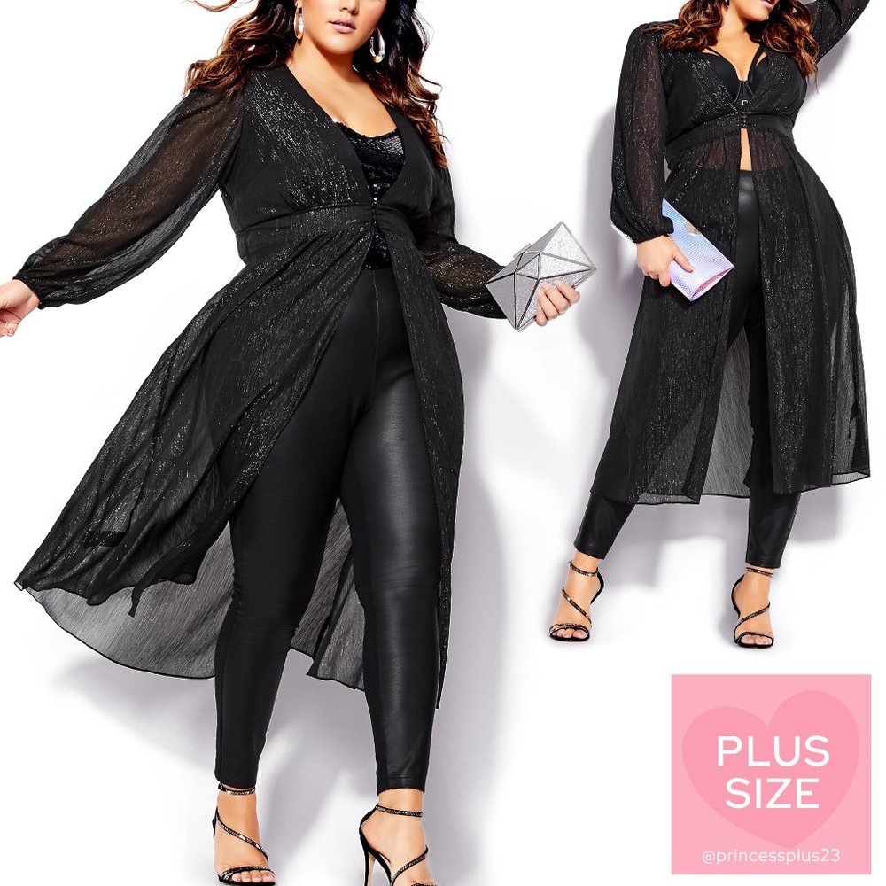 City Chic | *PLUS SIZE* | Disco Queen Jacket - Iridescent Black